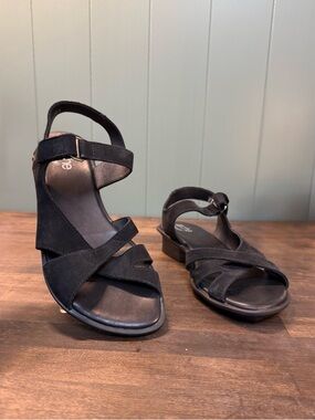Arche Black Strappy Wedge Sandals